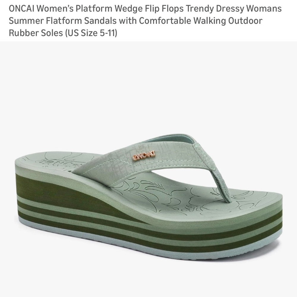 ONCAI Women's Mint Green Platform Sandals